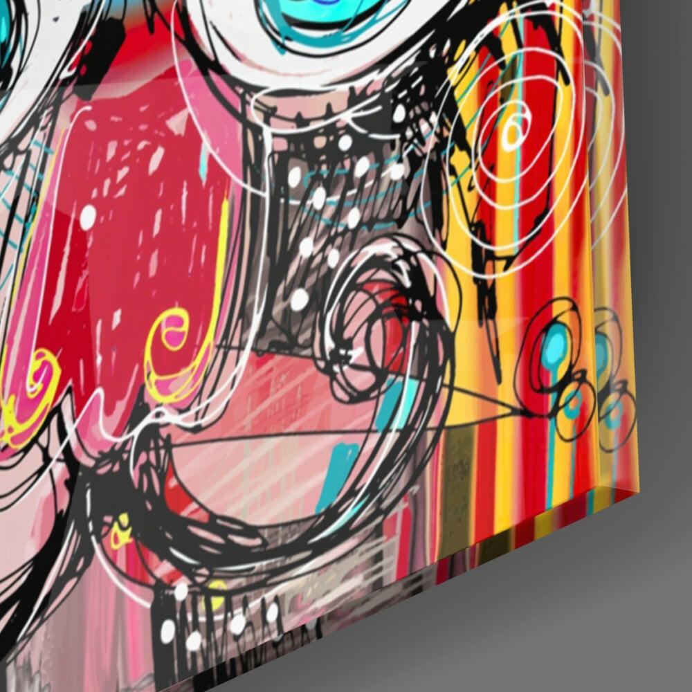 Graffiti Mustache Face Doodle Glass Wall Art