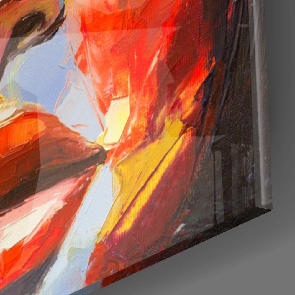 Bold Colorful Woman Face Glass Wall Art