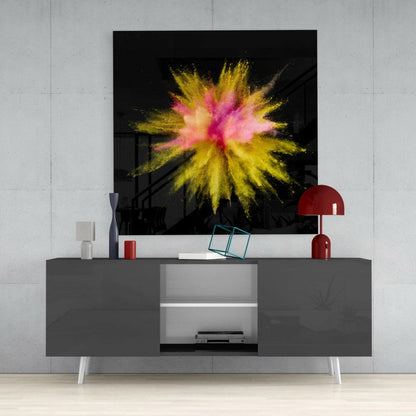 Pink Yellow Powder Blast Glass Wall Art