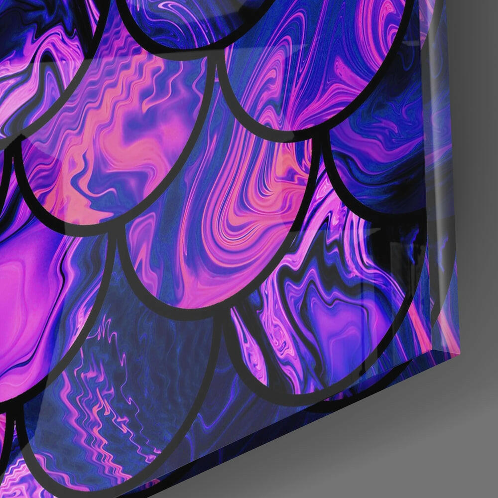 Purple And Indigo Mermaid Scales Glass Wall Art