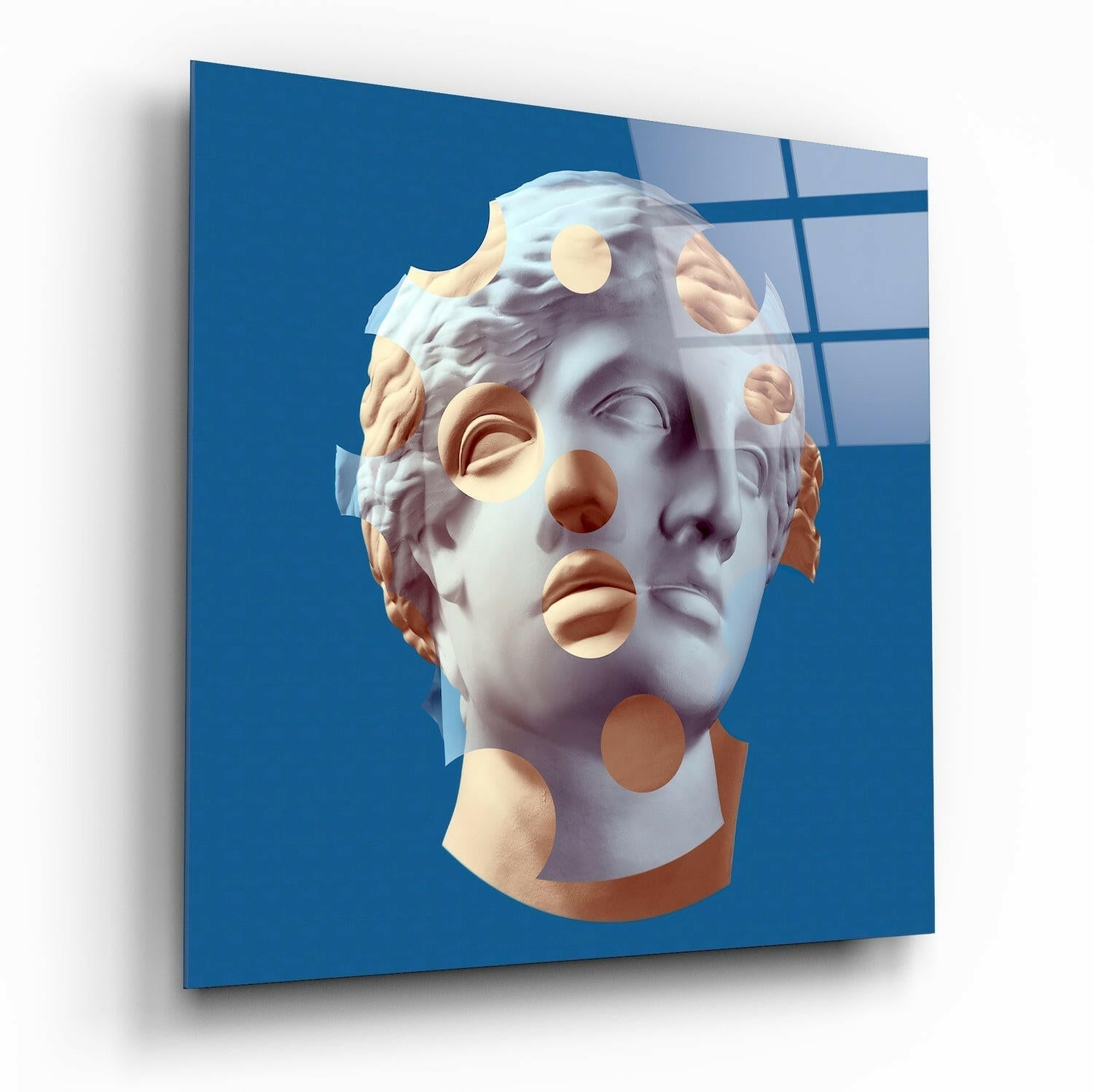 Gold Teal Split Face Glass Wall Art