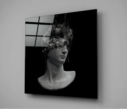 Black Glitch Hair Bust Glass Wall Art