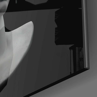 Black Glitch Hair Bust Glass Wall Art