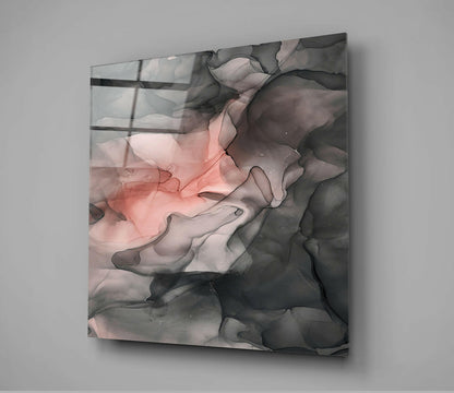 Coral Bloom Charcoal Ink Glass Wall Art