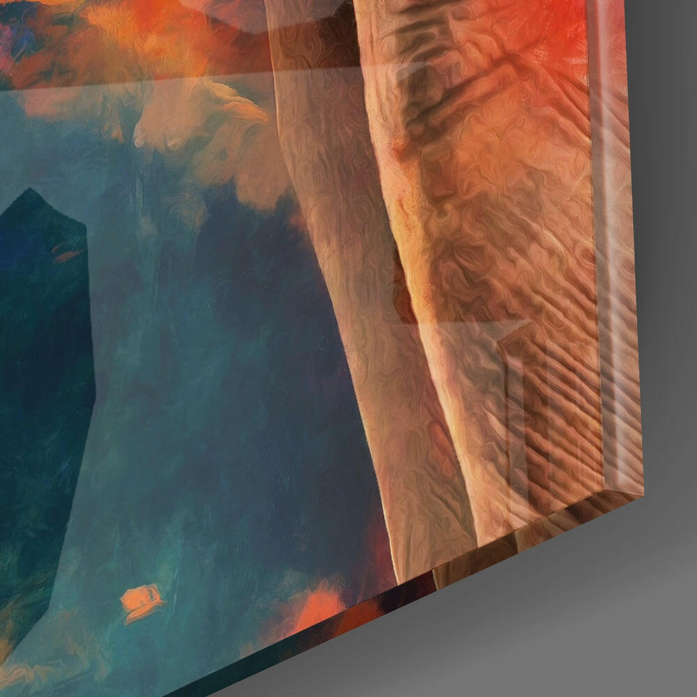 Vibrant Colorful Elephant Profile Glass Wall Art