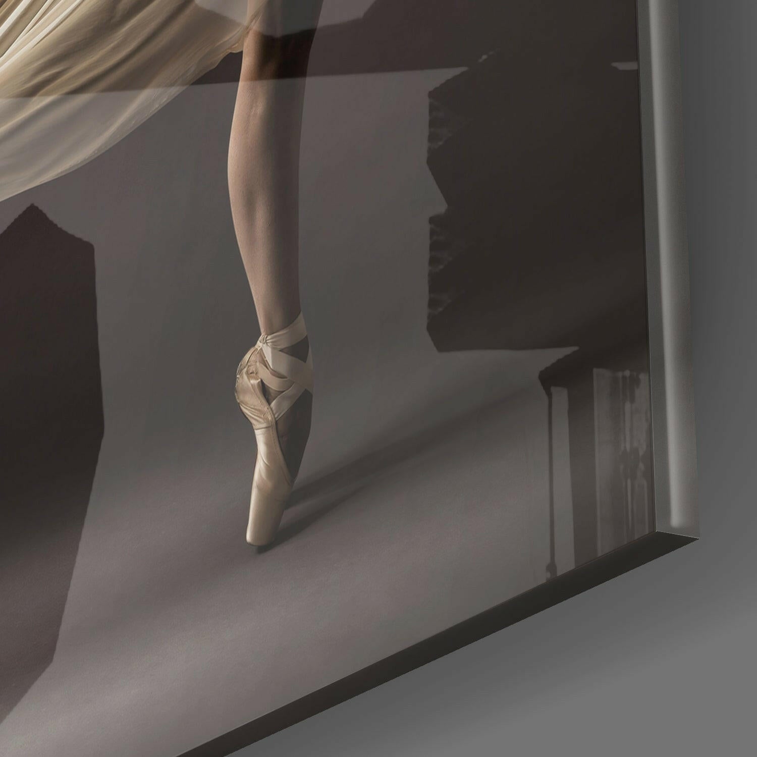 Ivory Silk Backbend Dancer Glass Wall Art