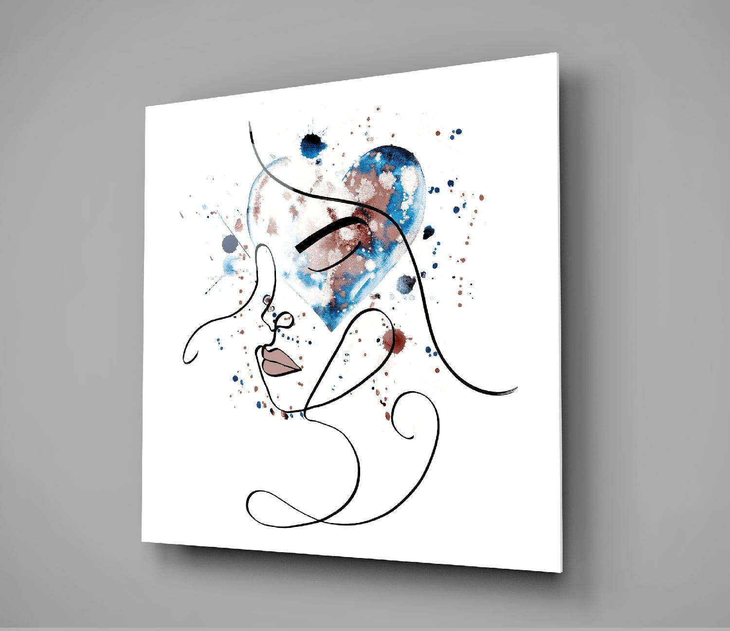 Face of Lines Glass Wall Art