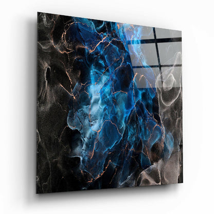 Glowing Blue Marble Core Glass Wall Art