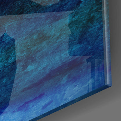 Deep Blue Ocean Wash Abstract Glass Wall Art