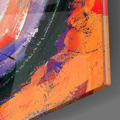 Orange And Violet Spiral Abstract Glass Wall Art