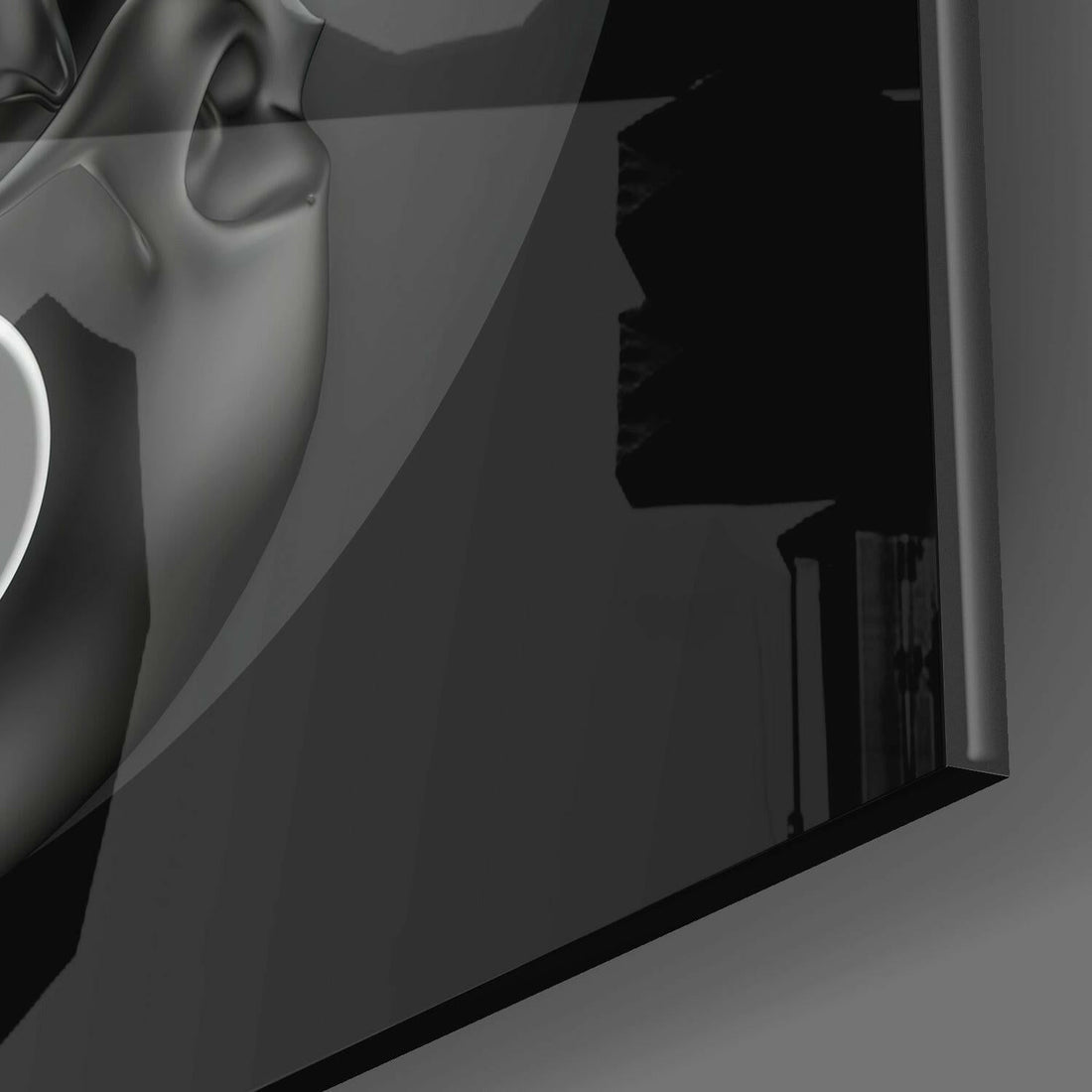 Yin Yang Skull DJ Headphones Glass Wall Art
