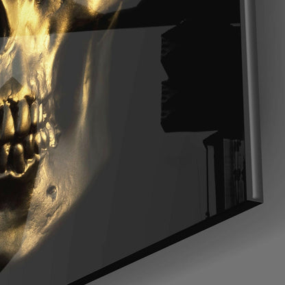 Shining Gold Skull Glass Wall Art