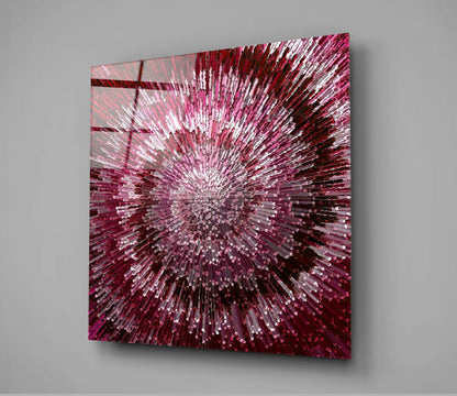 Crimson Radial Burst Explosion Glass Wall Art