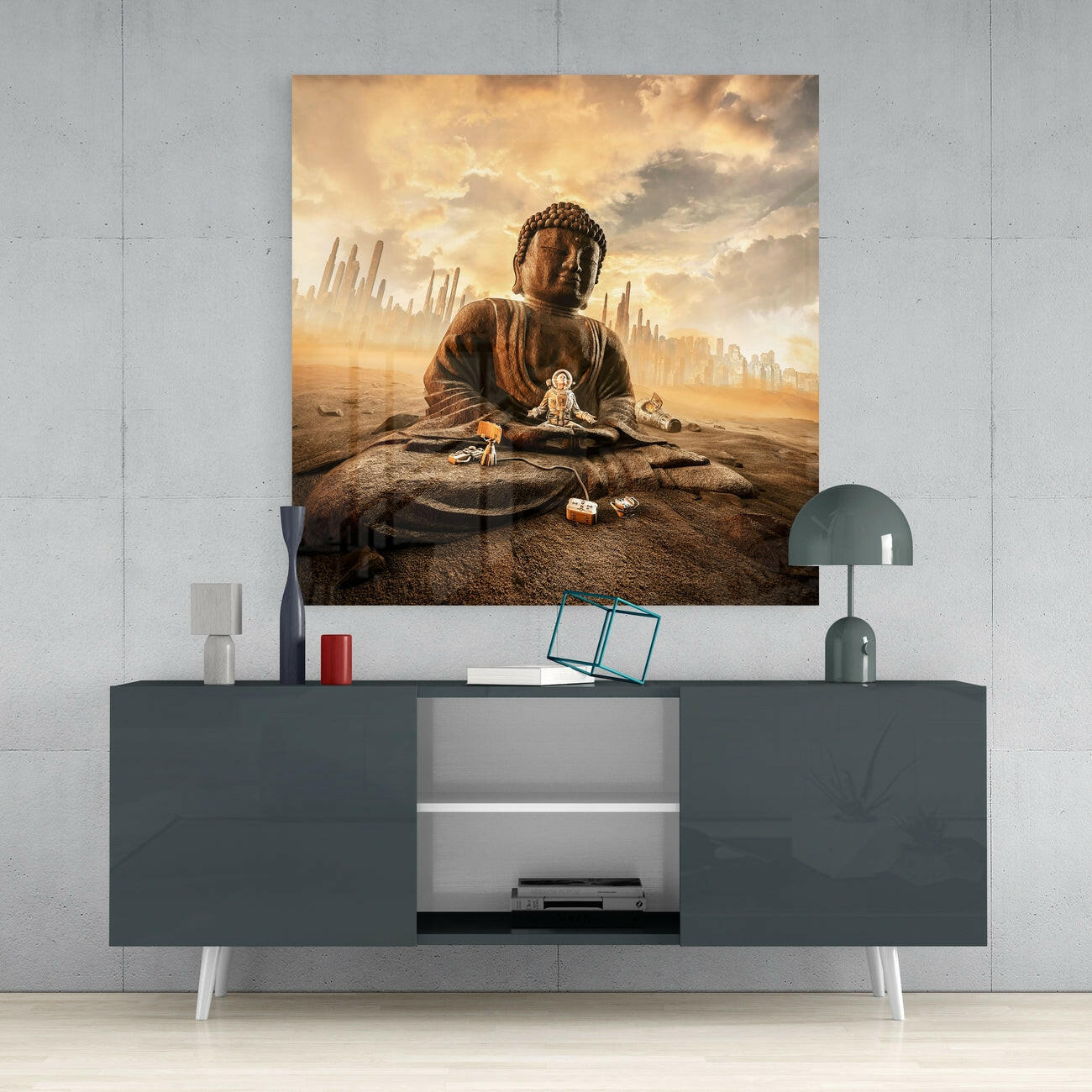 Desert Meditation Buddha Glass Wall Art