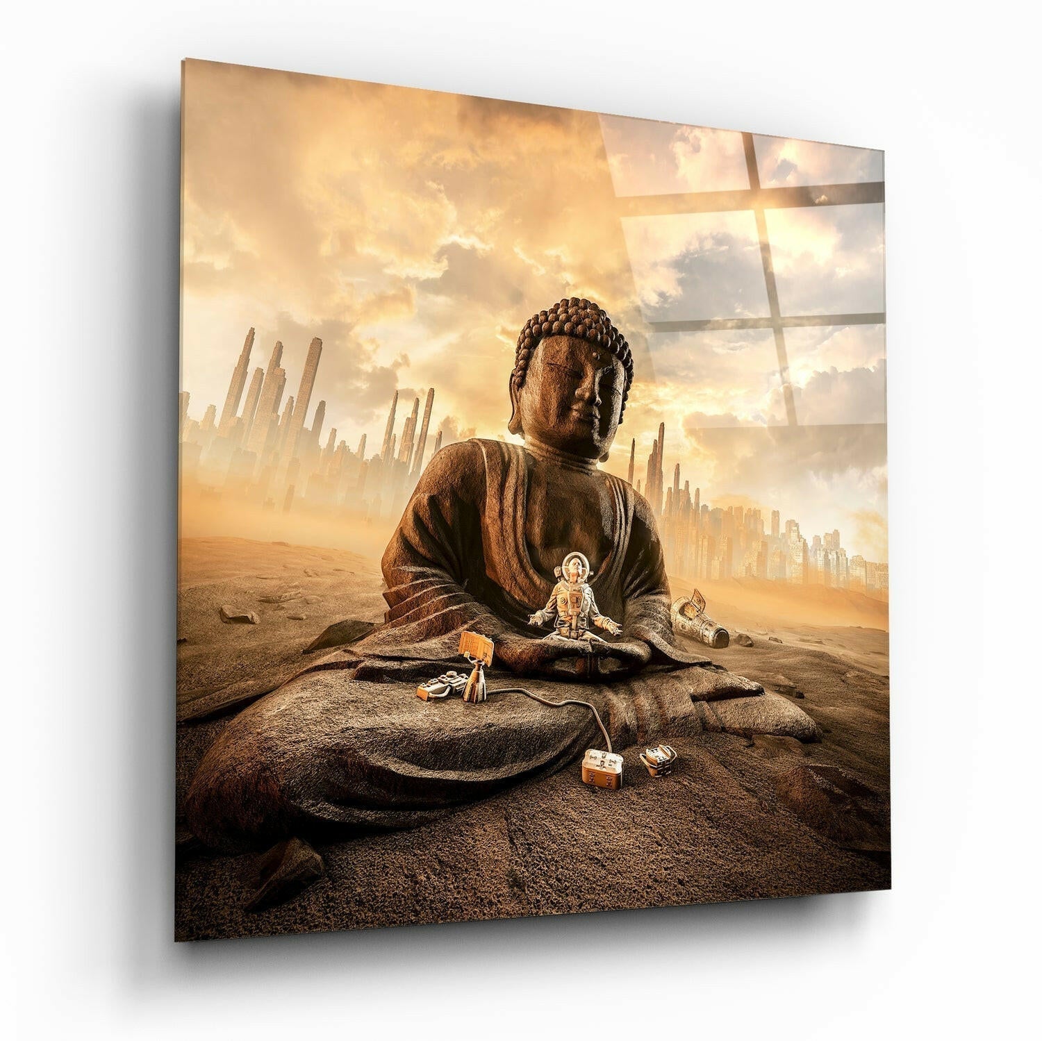 Desert Meditation Buddha Glass Wall Art