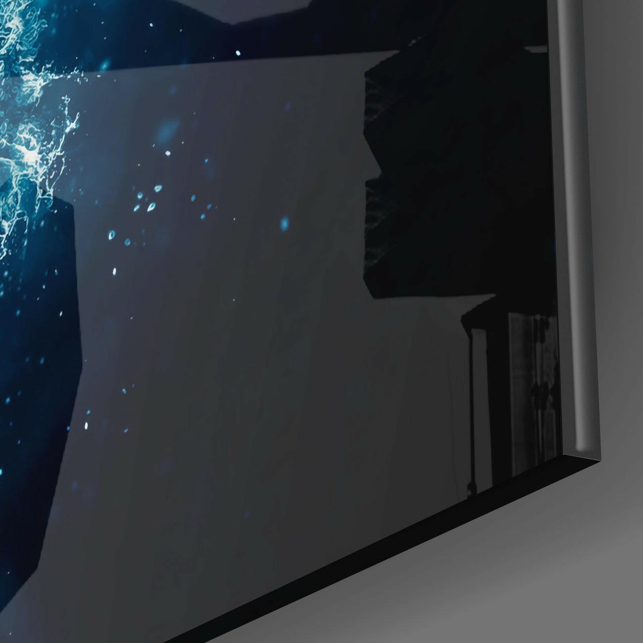 Frosted Blue Dahlia Glass Wall Art