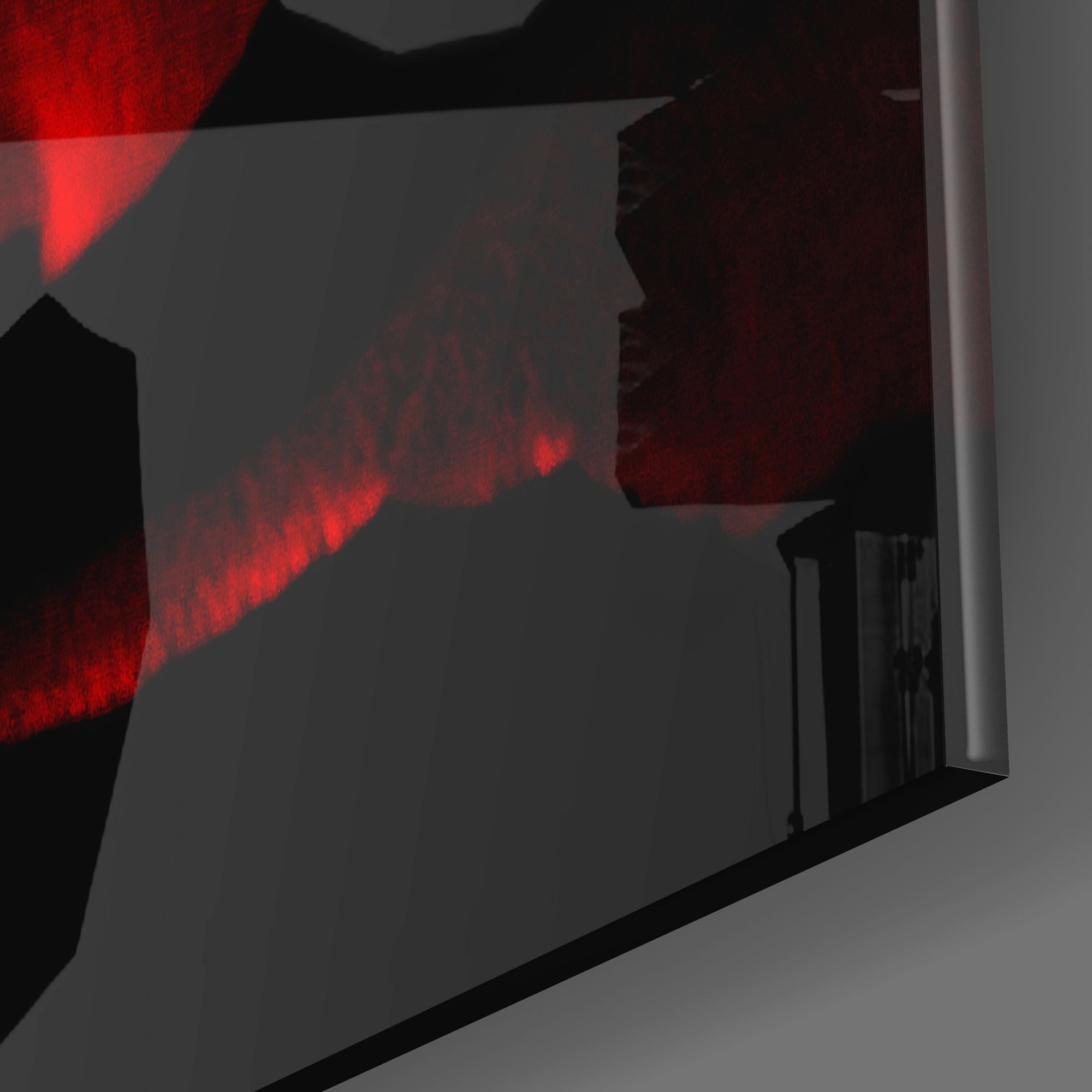 Crimson Rose Bloom on Black Glass Wall Art