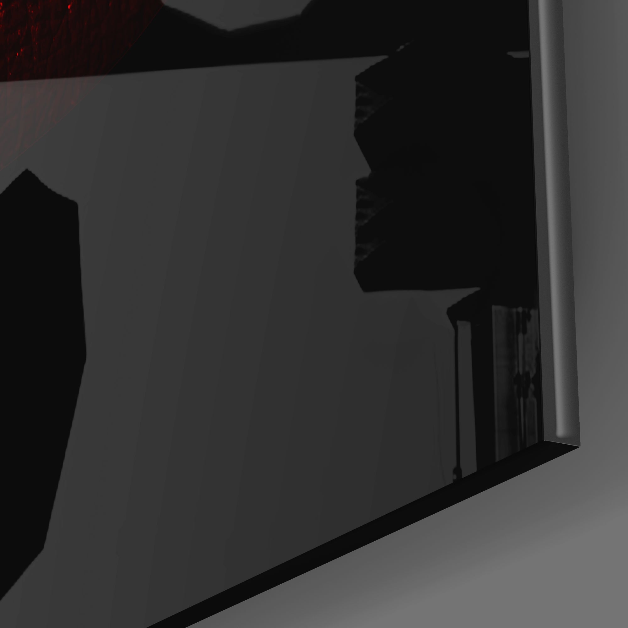 Glossy Red Lips White Teeth Glass Wall Art