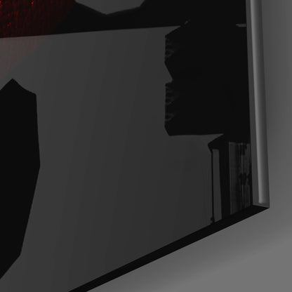 Glossy Red Lips White Teeth Glass Wall Art