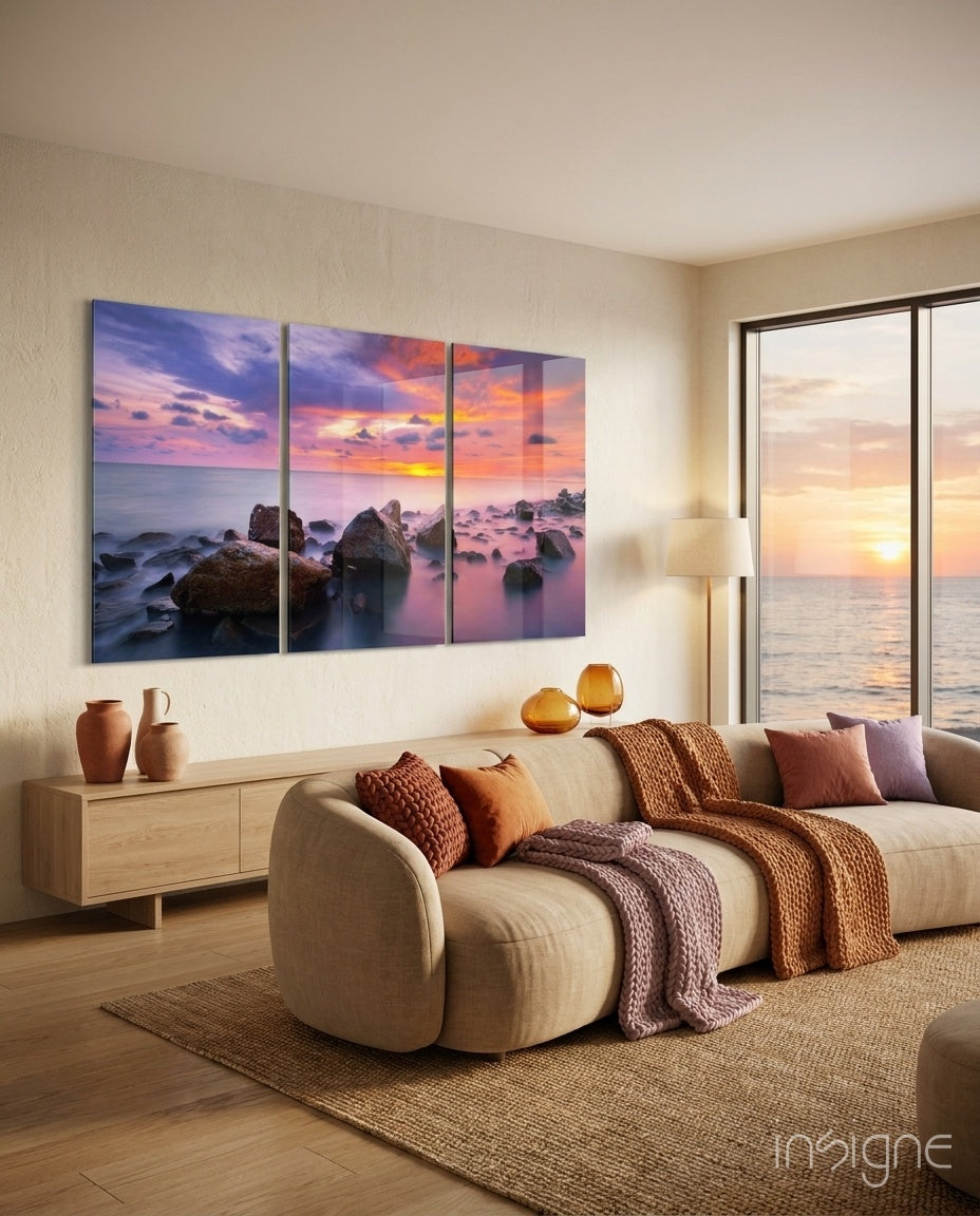 Red Sunset Mega Glass Wall Art