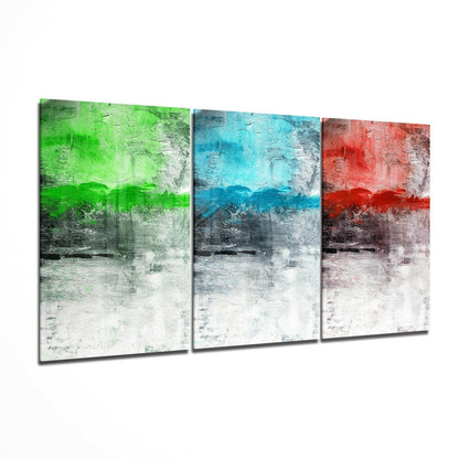 Green Blue Red Textured Abstract Glass Wall Art