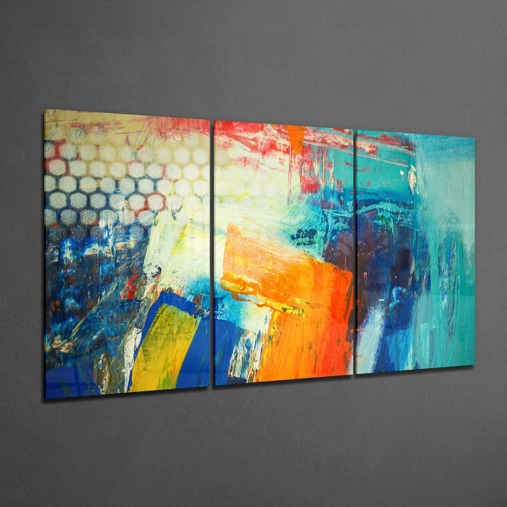 Colorful Brush Strokes Mega Glass Wall Art