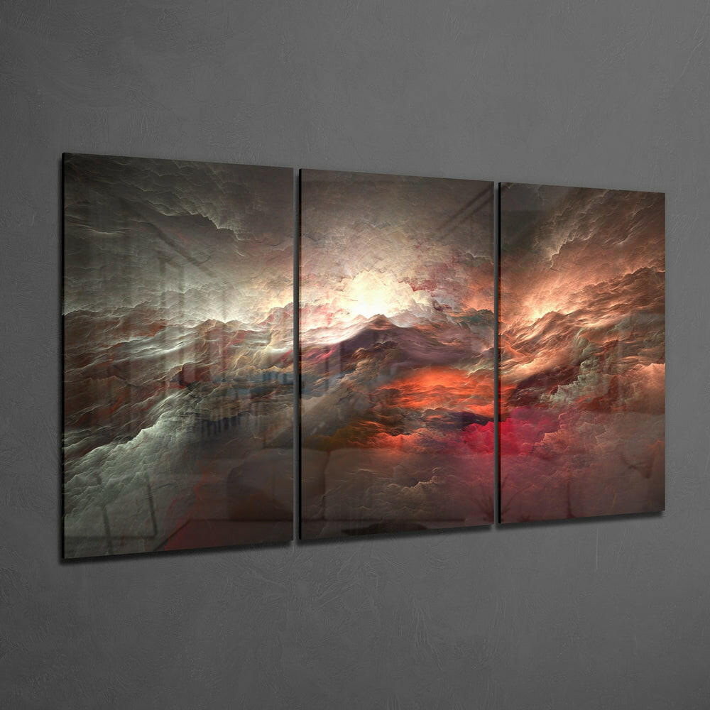 Smoldering Red Storm Clouds Glass Wall Art