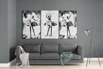 Charcoal Trio Ballerinas Glass Wall Art