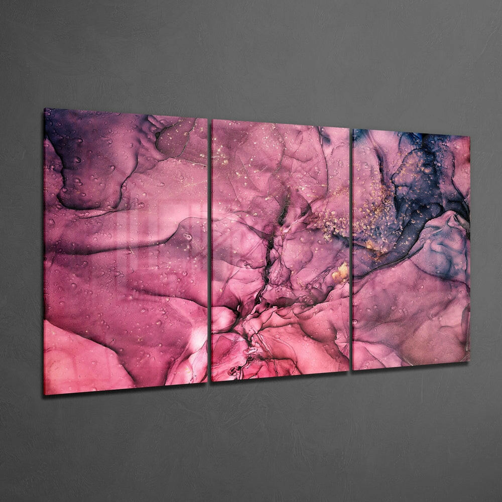 Rose Plum Ink Marble Swirl Glass Wall Art
