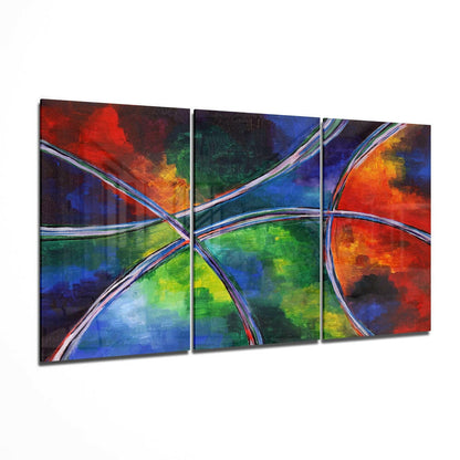Crossing Arcs Multicolor Abstract Glass Wall Art