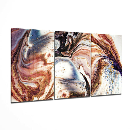 Beige Gold Marble Swirl Glass Wall Art