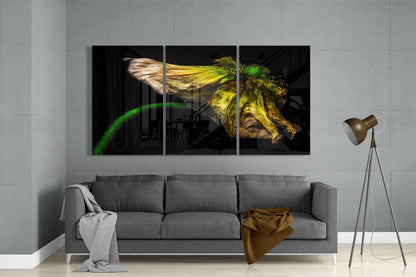 Wilting Yellow Poppy On Black Glass Wall Art