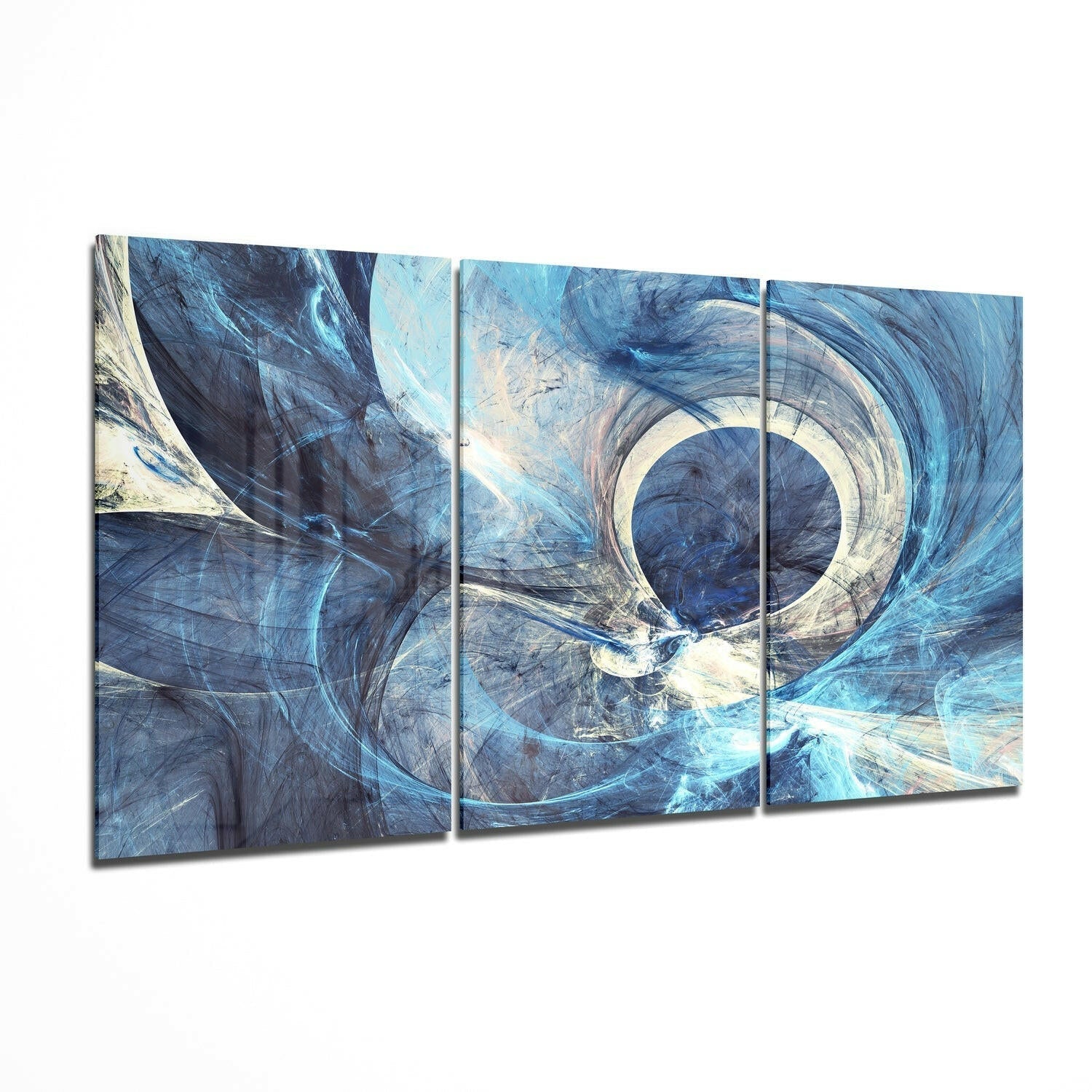 Blue Swirl Abstract Fractal Glass Wall Art
