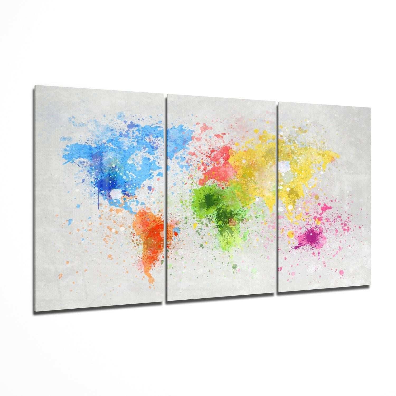 Watercolor Splatter World Map Glass Wall Art