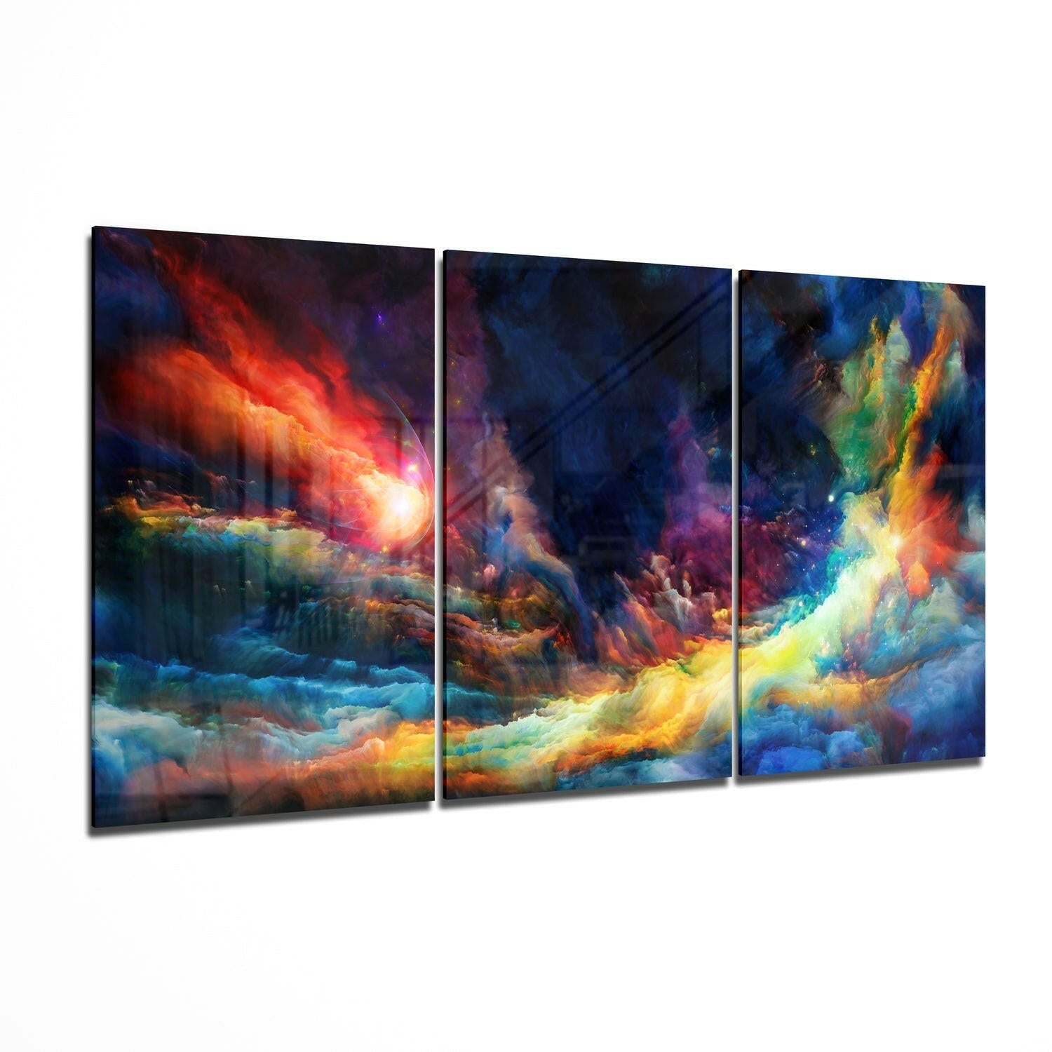 Cosmic Color Clouds Nebula Glass Wall Art
