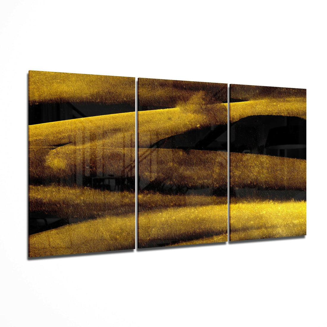 Horizontal Gold Dune Bands Abstract Glass Art