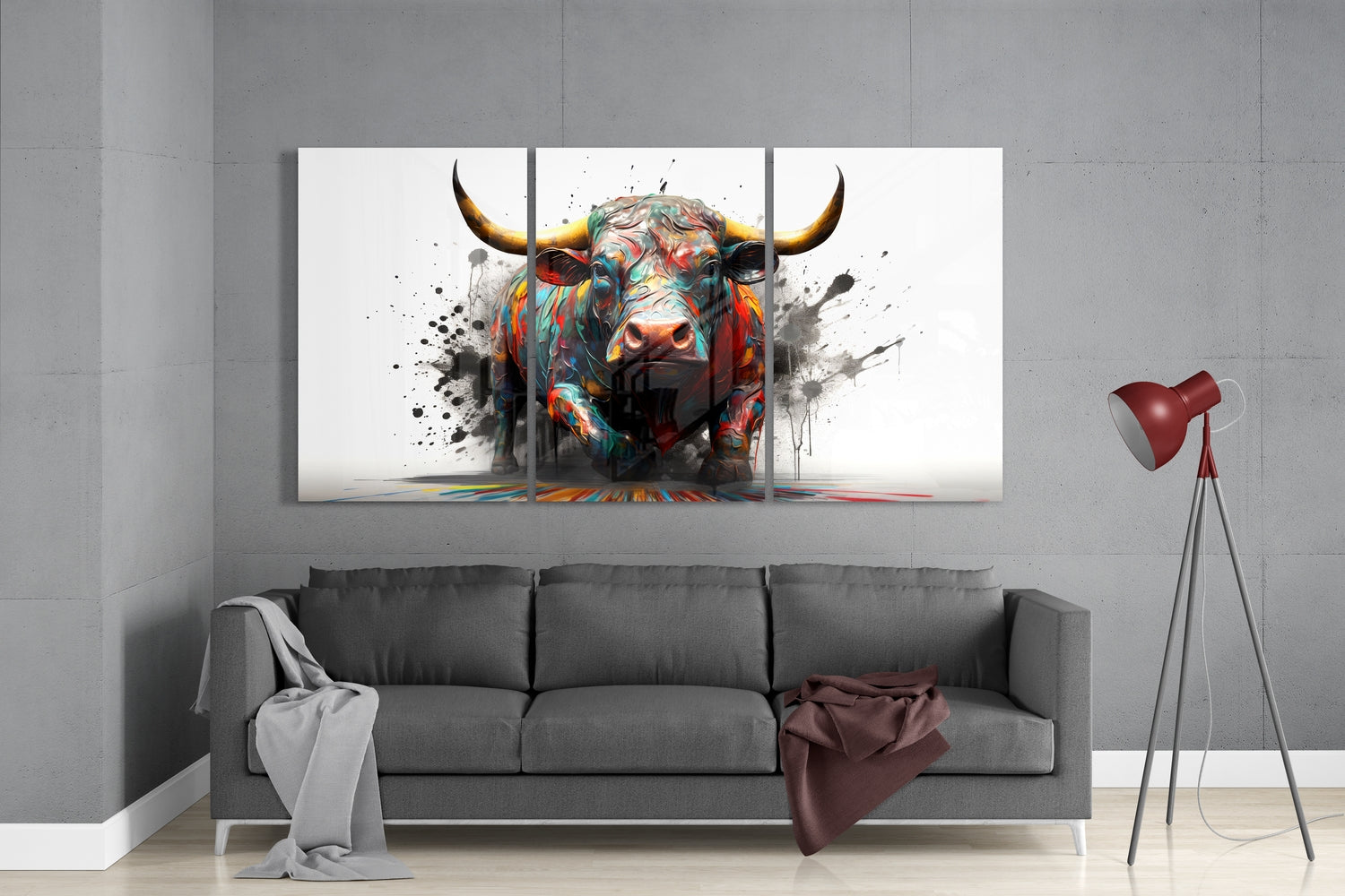 Bull Mega Glass Wall Art