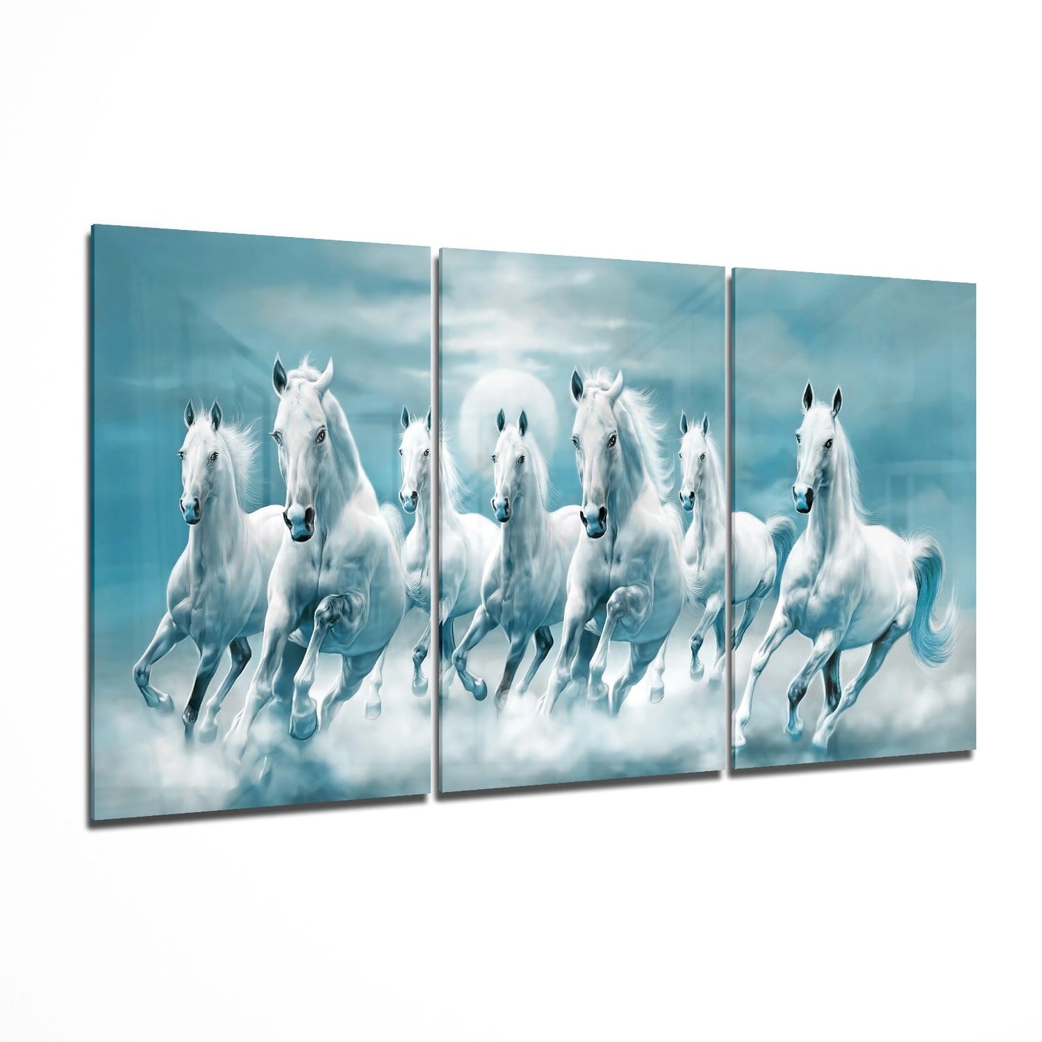 Running Horses Mega Glass Wall Art