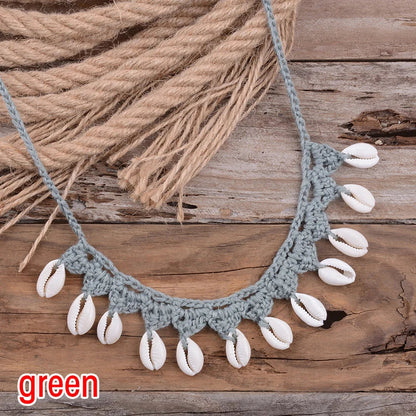 Shell Choker Necklace Natural Sea Cowrie Shell Rope Chain Choker Necklace