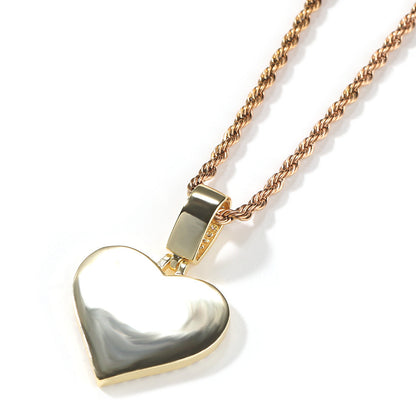 Customized photo heart shape pendant couple necklace
