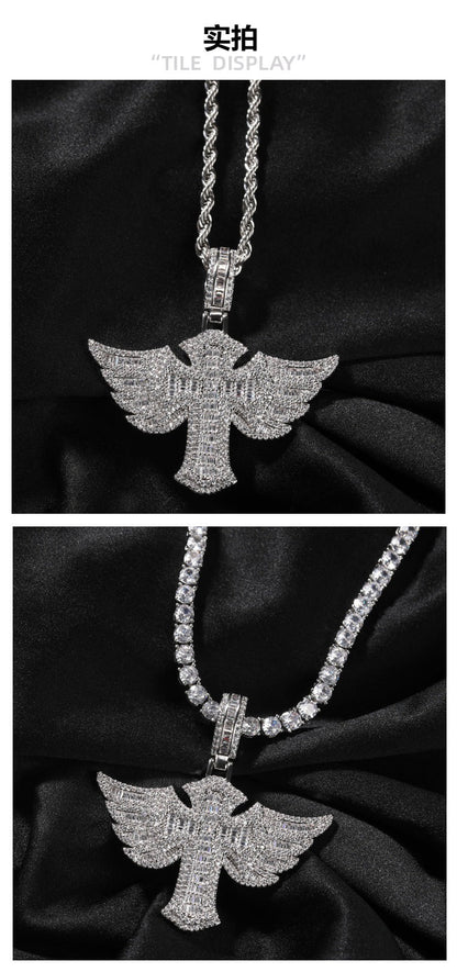 Angel Wings Cross Diamond Pendant