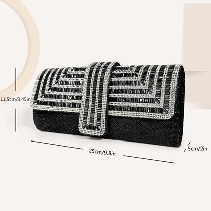Full diamond flap shiny fashion chain clutch bag