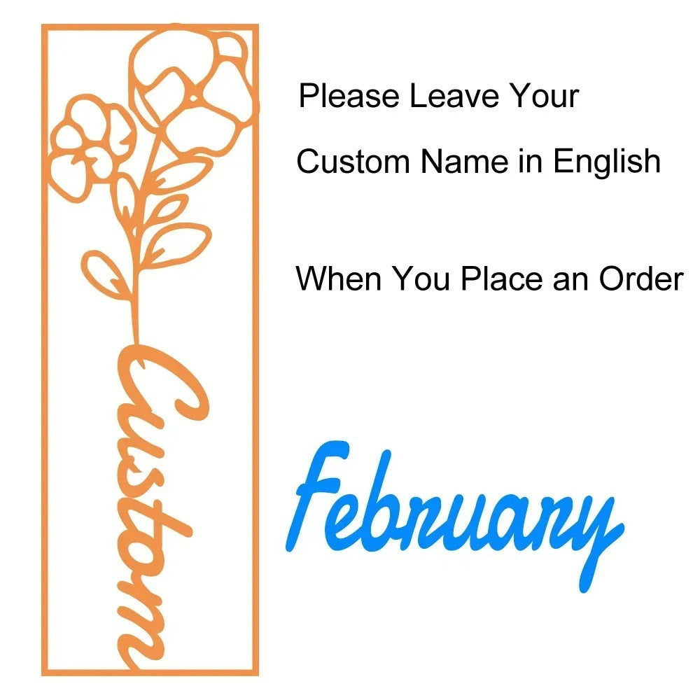 customized birthday flower name bookmark