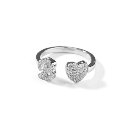 Hip-hop zircon-encrusted 26 English letters ring