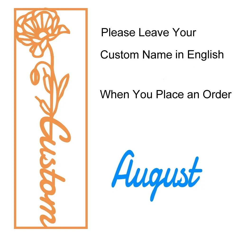 customized birthday flower name bookmark