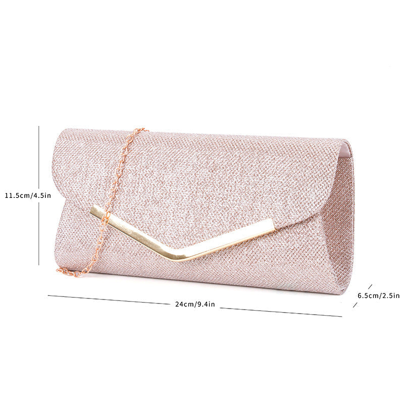 V-shaped metal strip flashing fashion evening bag