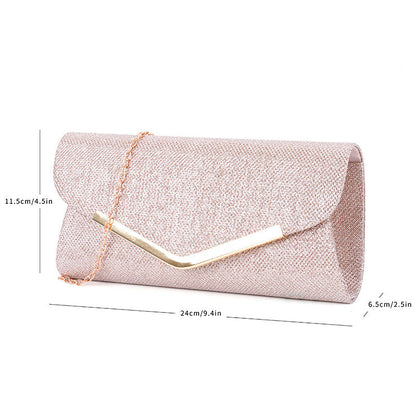 V-shaped metal strip flashing fashion evening bag