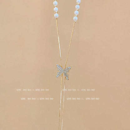 Titanium steel pearl clavicle necklace