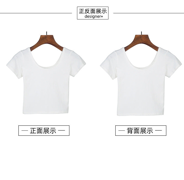 Tight navel-baring short-sleeved women&