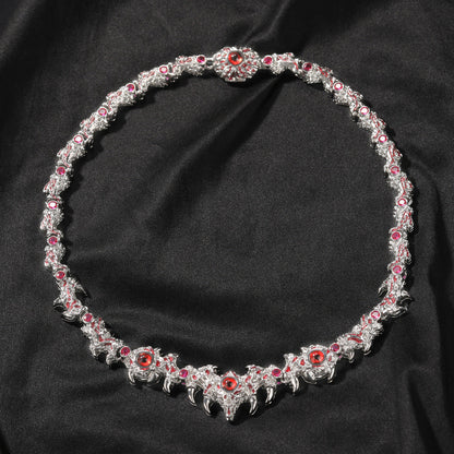 Hip-hop exaggerated spiky parasitic red-eyed thorn diamond-encrusted necklace